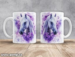 Hrnek - 0376 - Kůň fialové květy